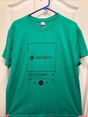 Gildan Green Tee with Black Music Graphic